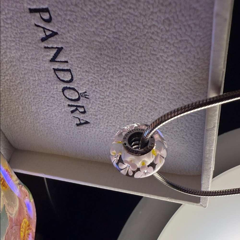 Pandora Pink and White Floral Charm